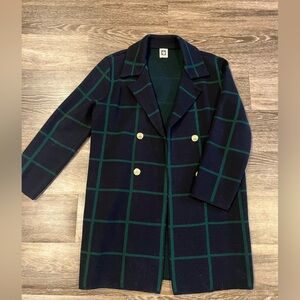 Anne Klein Dark Navy and Green Coatigan